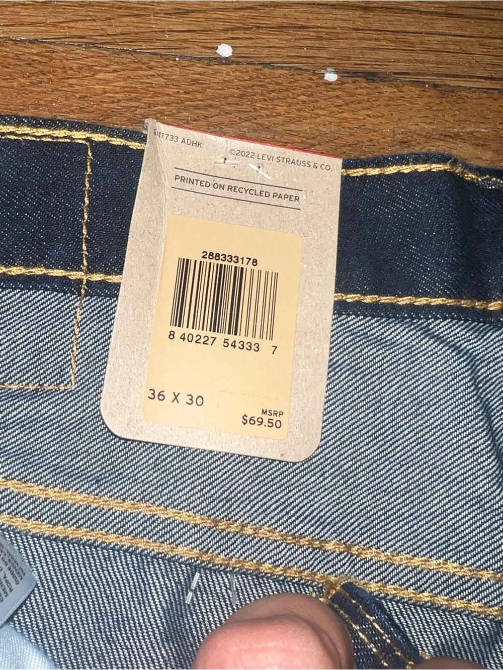 Levi's 512 Men's Jeans Size 36x30 Blue Dark Wash Stretch Slim Taper Pants NWT